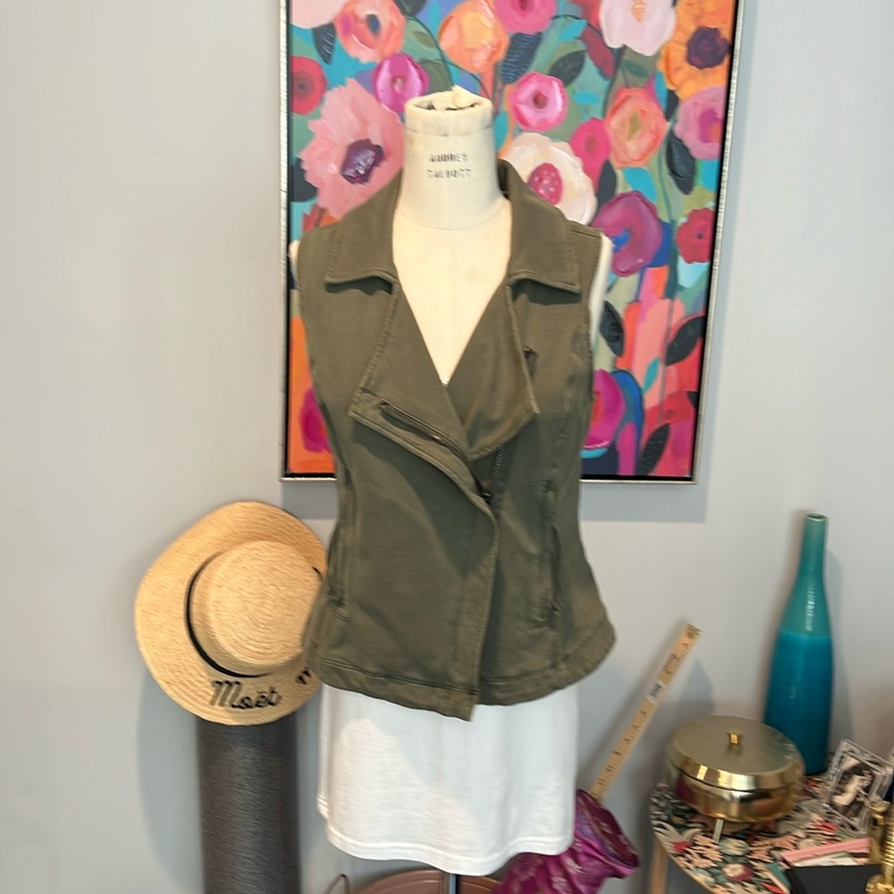 Anthropologie, army green vest, Marrakech brand